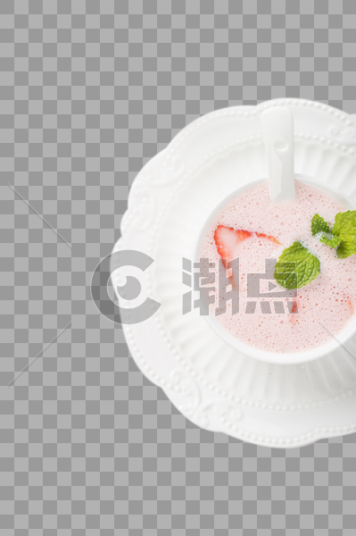 草莓饮品陶瓷餐具图片素材免费下载
