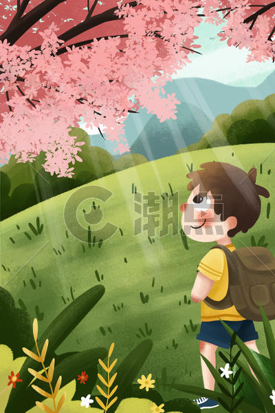 春天春季男孩春游游玩旅游五一长假立春探险图片素材免费下载