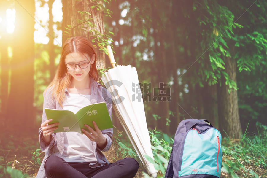 正在读书的女孩图片素材免费下载