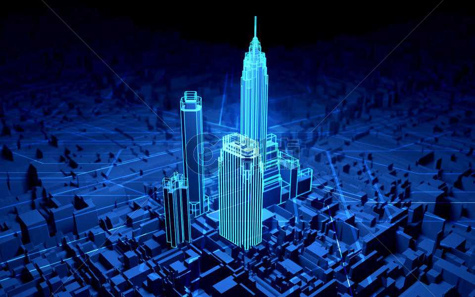 科技光线城市建筑图片素材免费下载
