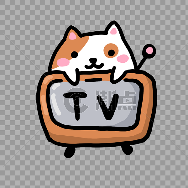 猫咪趴在电视上图片素材免费下载