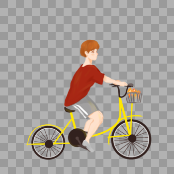 骑单车女生插画清新休闲锻炼图片素材免费下载