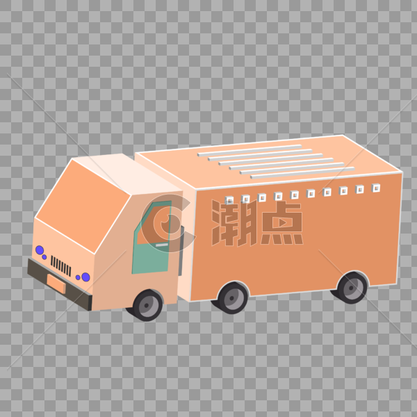 2.5D橙色工业卡车插画图片素材免费下载