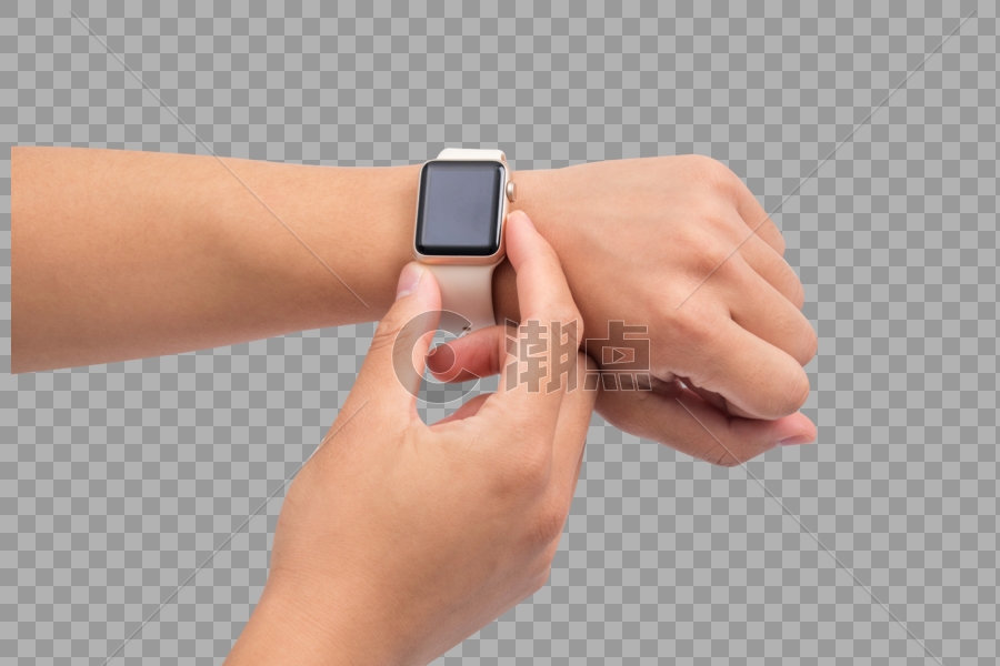 戴智能手表做手势指点图片素材免费下载