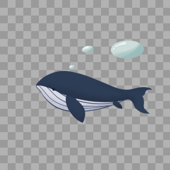 手绘卡通小清新可爱海洋日海底生物蓝鲸鲸鱼蓝色创意元素免扣图片素材免费下载