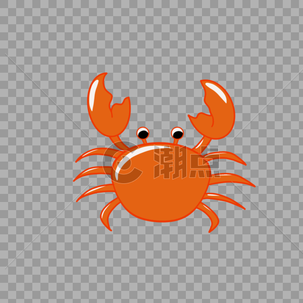 手绘卡通小清新可爱夏天螃蟹红色创意元素免扣图片素材免费下载