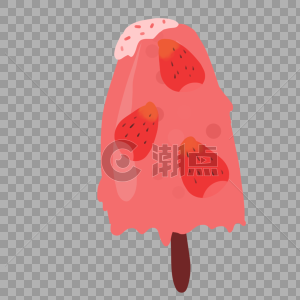 夏天主题可爱红色草莓双色冰棍图片素材免费下载