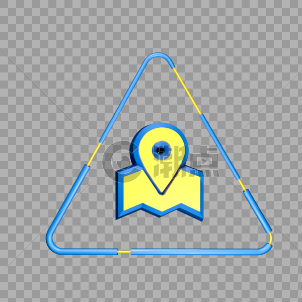 三角立体定位图标图片素材免费下载