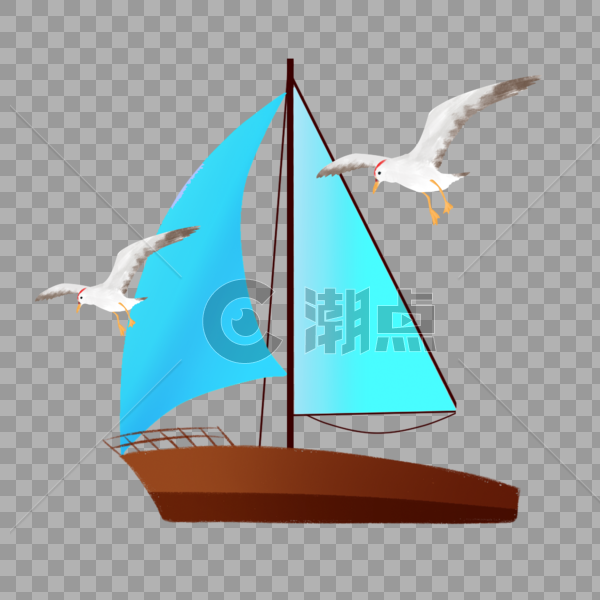 小船与海鸥图片素材免费下载