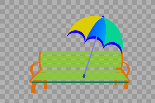 手绘户外休闲椅太阳伞图片素材免费下载