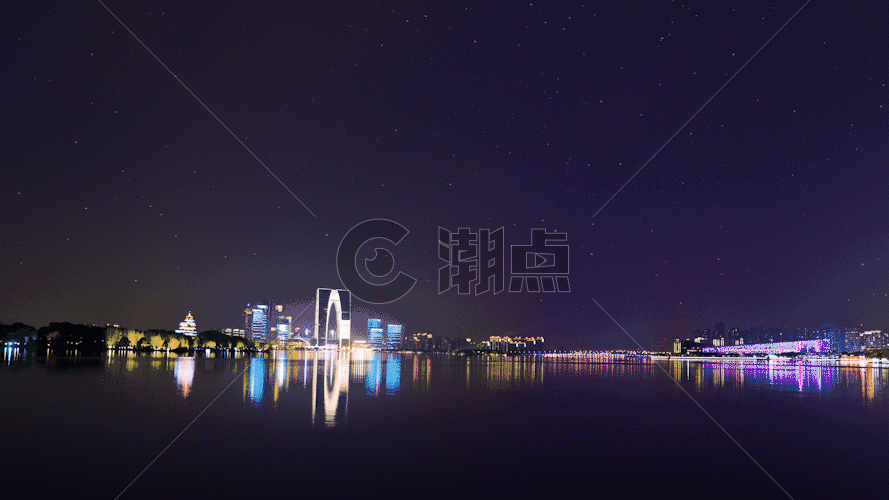 苏州东方之门夜景星空延时GIF图片素材免费下载