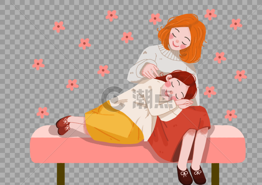 母亲节亲子节妈妈抱女儿睡着了图片素材免费下载