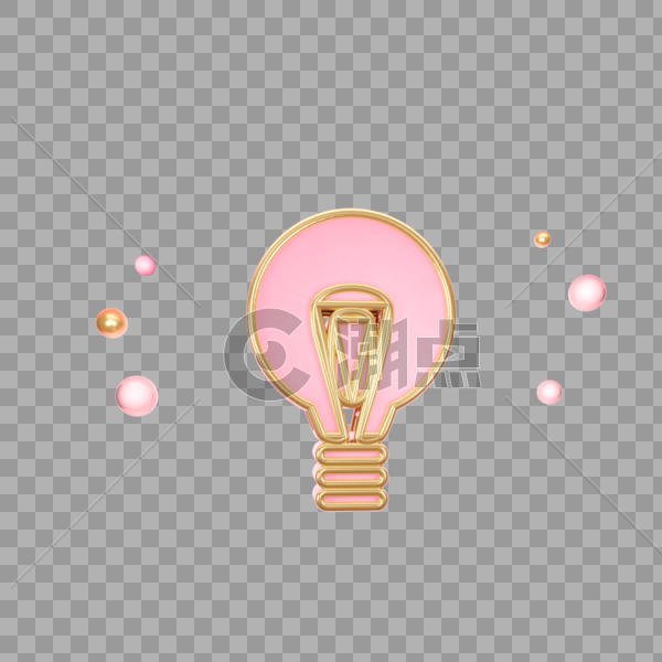 立体粉色电灯泡图标图片素材免费下载