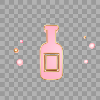 立体粉色酒瓶图标图片素材免费下载