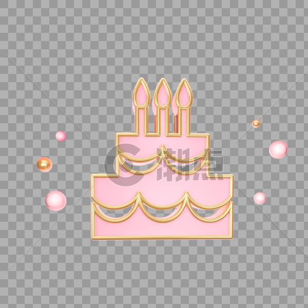 立体粉色蛋糕图标图片素材免费下载