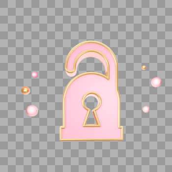立体粉色开锁图标图片素材免费下载