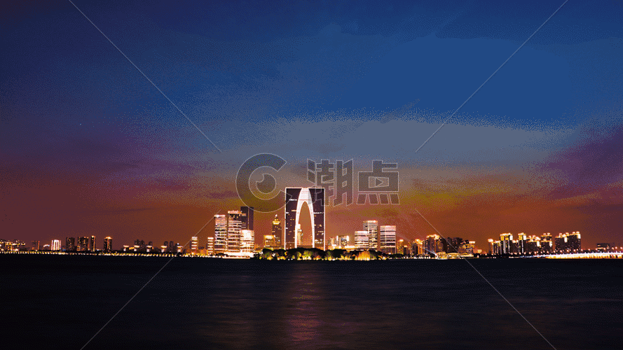 东方之门夜景延时GIF图片素材免费下载