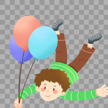 儿童节抓着气球飞翔的男孩图片素材免费下载