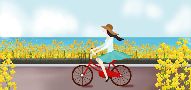 女孩骑车踏青图片素材免费下载