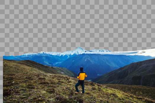 探险旅行攀登山顶远看贡嘎群山风景图片素材免费下载