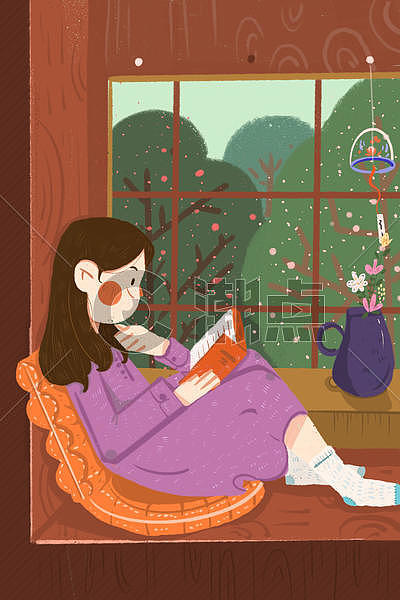 读书日窗台看书的女孩图片素材免费下载