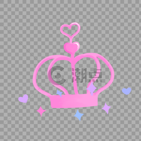 情人节儿童节粉色皇冠星星手绘装饰图案图片素材免费下载