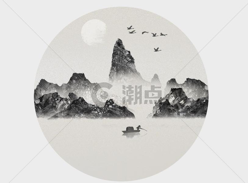 圆形中国风山水图片素材免费下载