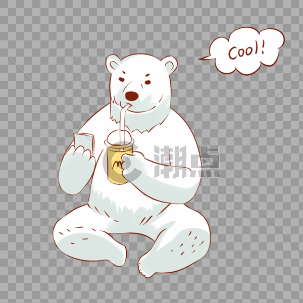喝饮料的北极熊图片素材免费下载