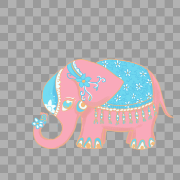 手绘粉色大象图片素材免费下载