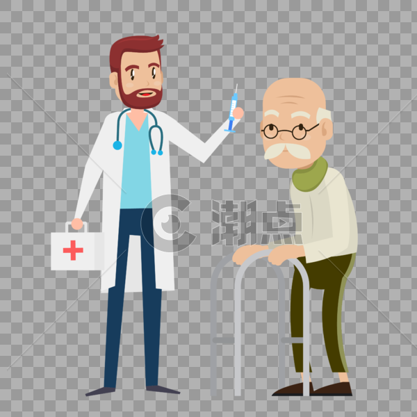 卡通医生治疗老人装饰素材图案图片素材免费下载