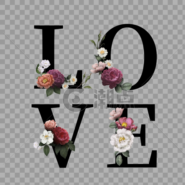 LOVE玫瑰花矢量图片素材免费下载