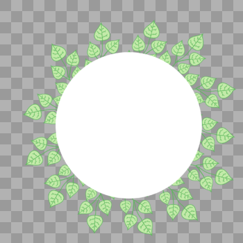 绿色叶子圆形边框图片素材免费下载