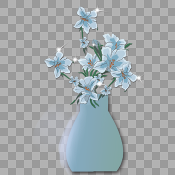 精美蓝色插花花瓶图片素材免费下载