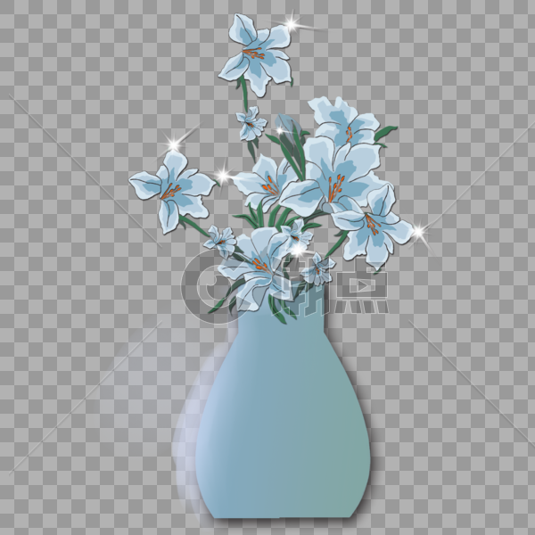 精美蓝色插花花瓶图片素材免费下载