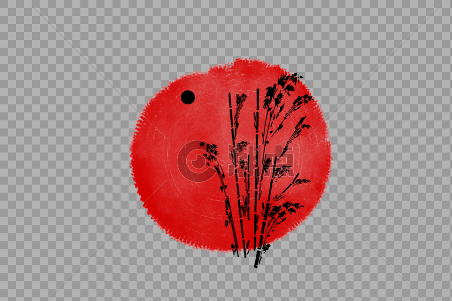 红色墨迹竹子旅行元素图片素材免费下载