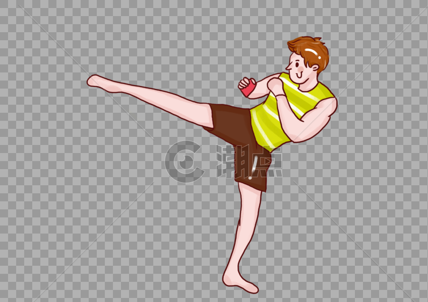 卡通运动打拳击的男生图片素材免费下载