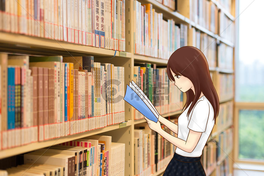 图书馆看书的女生图片素材免费下载