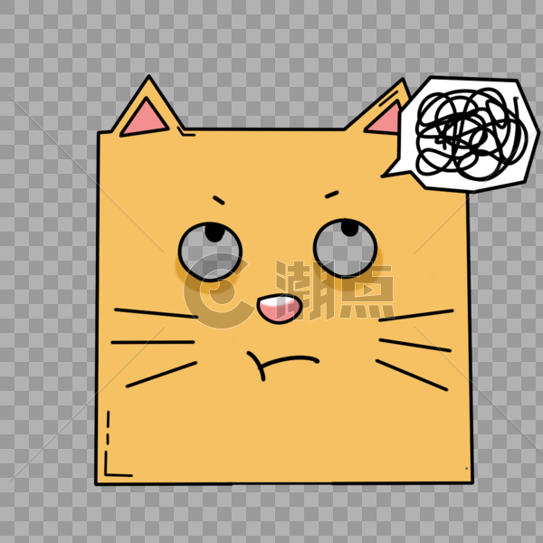 方块猫黄色卡通晕表情包图片素材免费下载