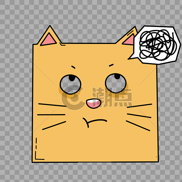 方块猫黄色卡通晕表情包图片素材免费下载