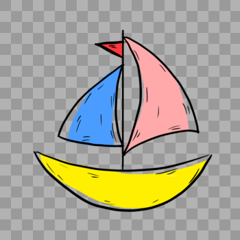 夏日帆船手绘图片素材免费下载