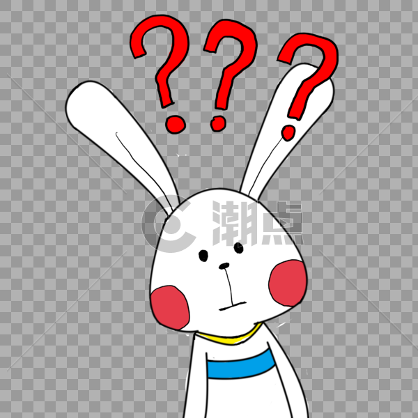 白色小兔子疑问表情包图片素材免费下载