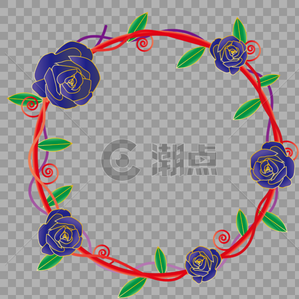 玫瑰蓝植物边框图片素材免费下载