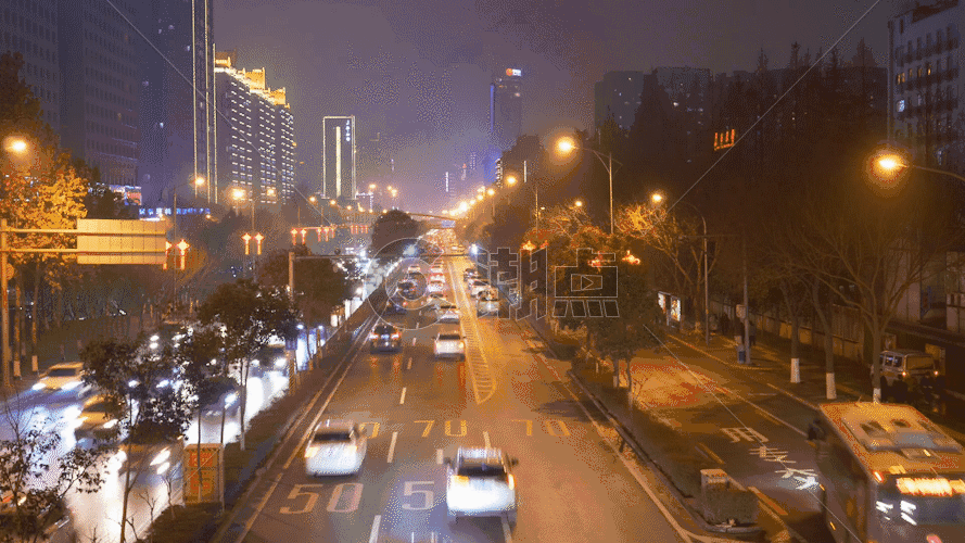 西安南二环车流夜景延时GIF图片素材免费下载