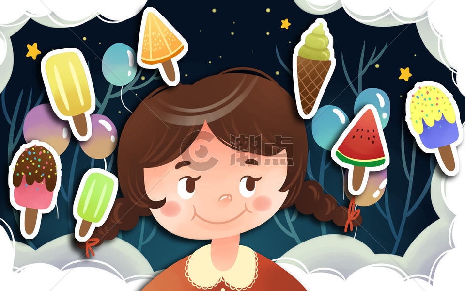 卡通风冰淇淋的幻想图片素材免费下载
