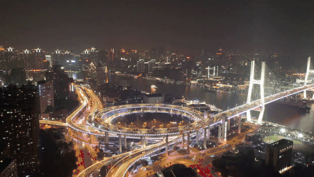 南浦大桥航拍夜景GIF图片素材免费下载