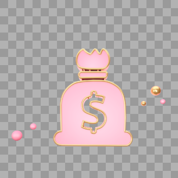 创意粉色美元袋子图标图片素材免费下载