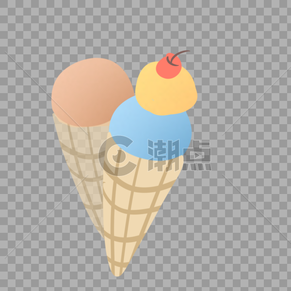 夏日手绘甜筒冰淇淋图片素材免费下载