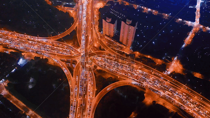 上海延安路高架航拍GIF图片素材免费下载
