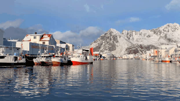 挪威著名渔港亨宁斯韦尔GIF图片素材免费下载