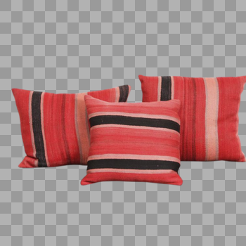 红色条纹枕头组合图片素材免费下载